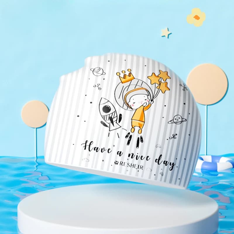 Animated cartoon swim cap Silicone swim cap for boys and girls large size swim cap for children comfortable and waterproof pool accessories