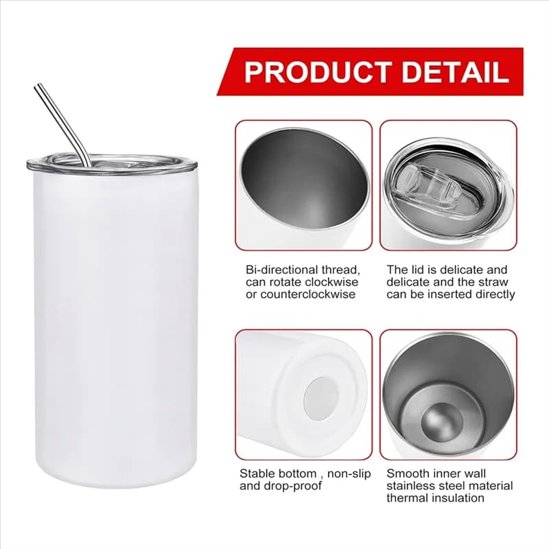 HGHO Pack Of 6 12 Oz Sublimated Tumblers Blank, Insulated Stainless Steel Water Bottles With Lids And Straws For DIY Easy Instal