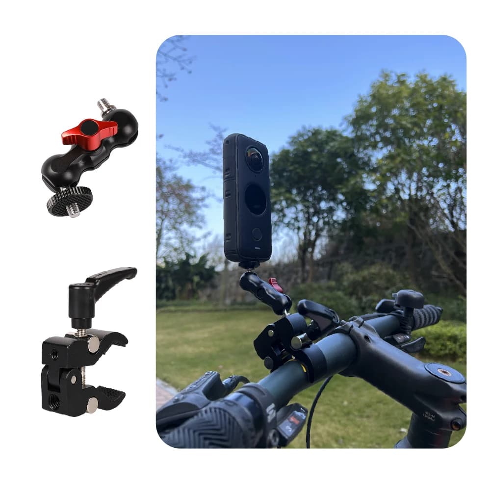 NEW Dual Bike Bracket Clip for DJI OSMO 360/Insta360 X5/X4/GoPro 14 13 12 11 Camera accessory for selfie stick for bike