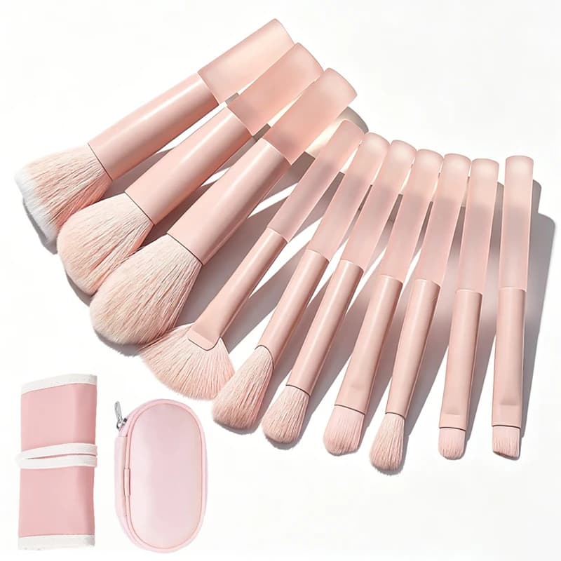 Transparent Pink Makeup Brush Set Portable Foundation Blush Eyeshadow Concealer Brushes For Beginner Cosmetic Make Up Tool Kit