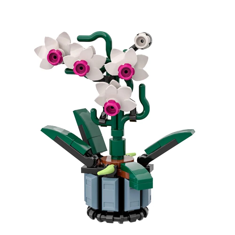 Miniature Orchid Potted Plant Decoration Moc Assembly Building Block Toy
