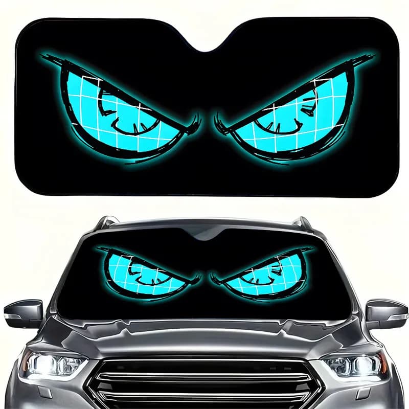 1Pcs Evil Eyes Car Windshield Sun Shade, With 4 Free Suction Cups, Vibrant Design, Easy Installation, For Suvs Rvs