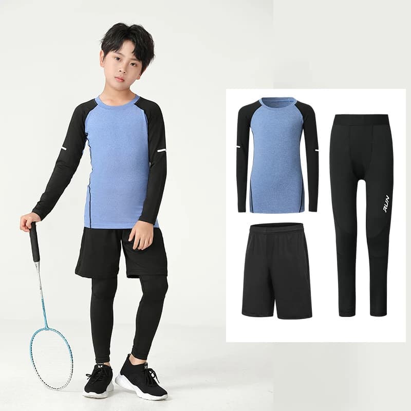 Abbigliamento da allenamento aderente per bambini Abbigliamento ad asciugatura rapida Set di tute da fitness sportive per basket da calcio per ragazzi 2025 Nuovo