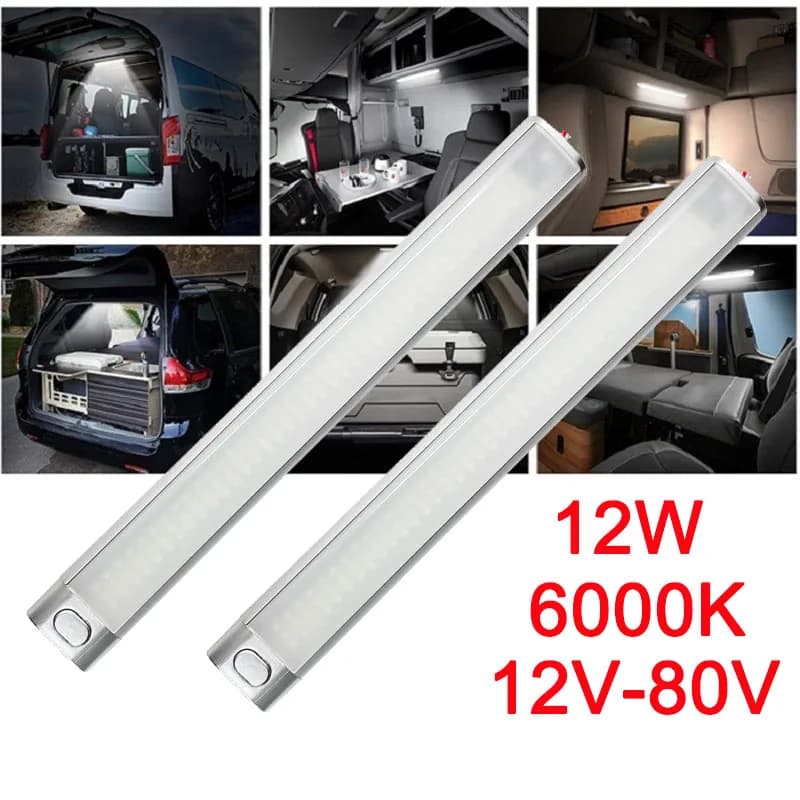 Striscia LED 12W per Veicoli, Barra Luminosa Flessibile per Interni Auto, Montaggio per Rimorchi, Barche, Camper, Camion, Luce di Lettura per Cabina, Lunga Durata