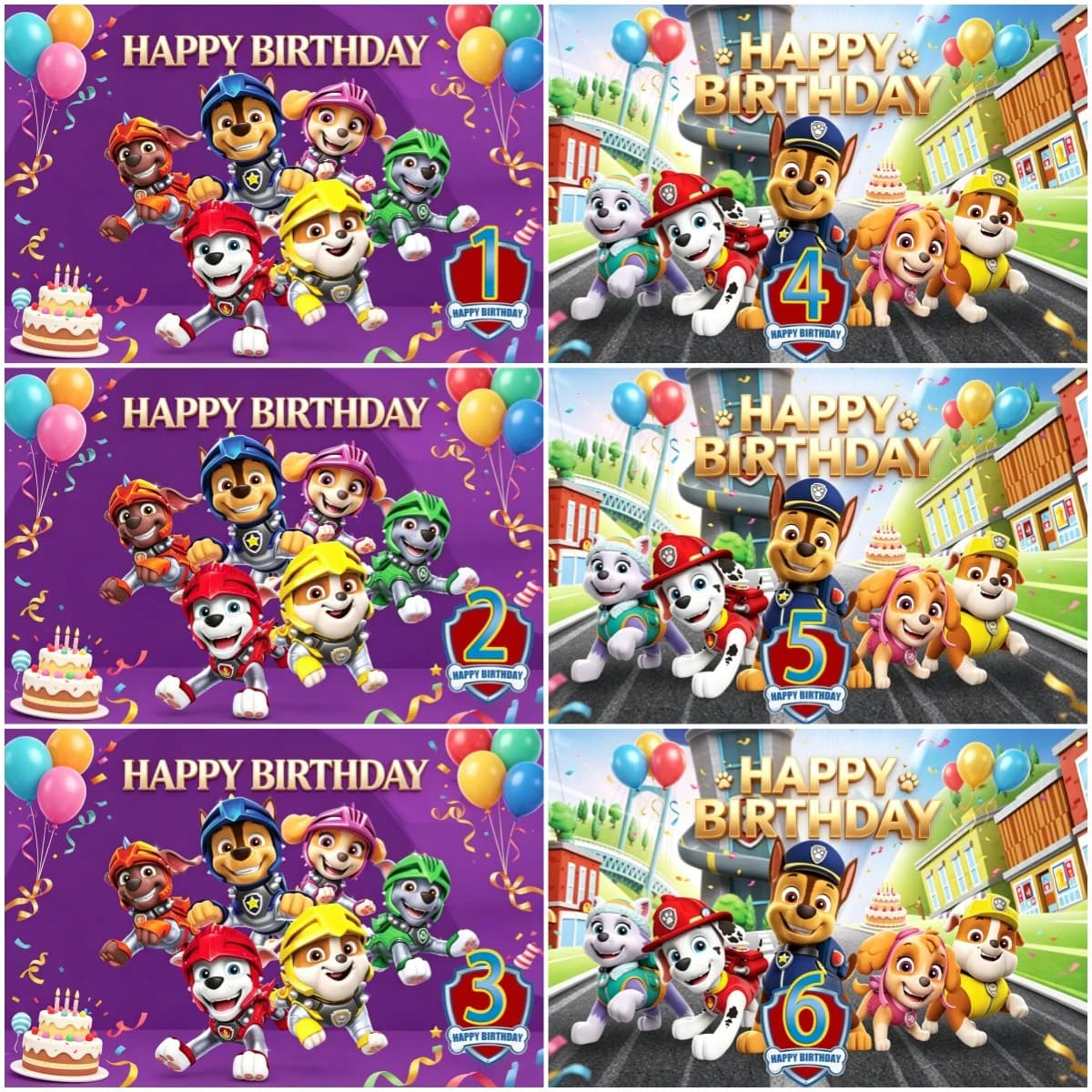 Decorazioni per Festa di Compleanno per Bambini 3 4 5 Anni Paw Patrol, Striscione con Sfondo di Cani Cartoon, Sfondo per Fotografia Bambini, Accessori per Baby Shower