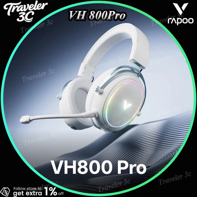 Rapoo VH800Pro Wireless Gaming Headset Over Ear Four Modes 7 1 Surround Sound Esports Fps Multi 280g Lightweight Headphones