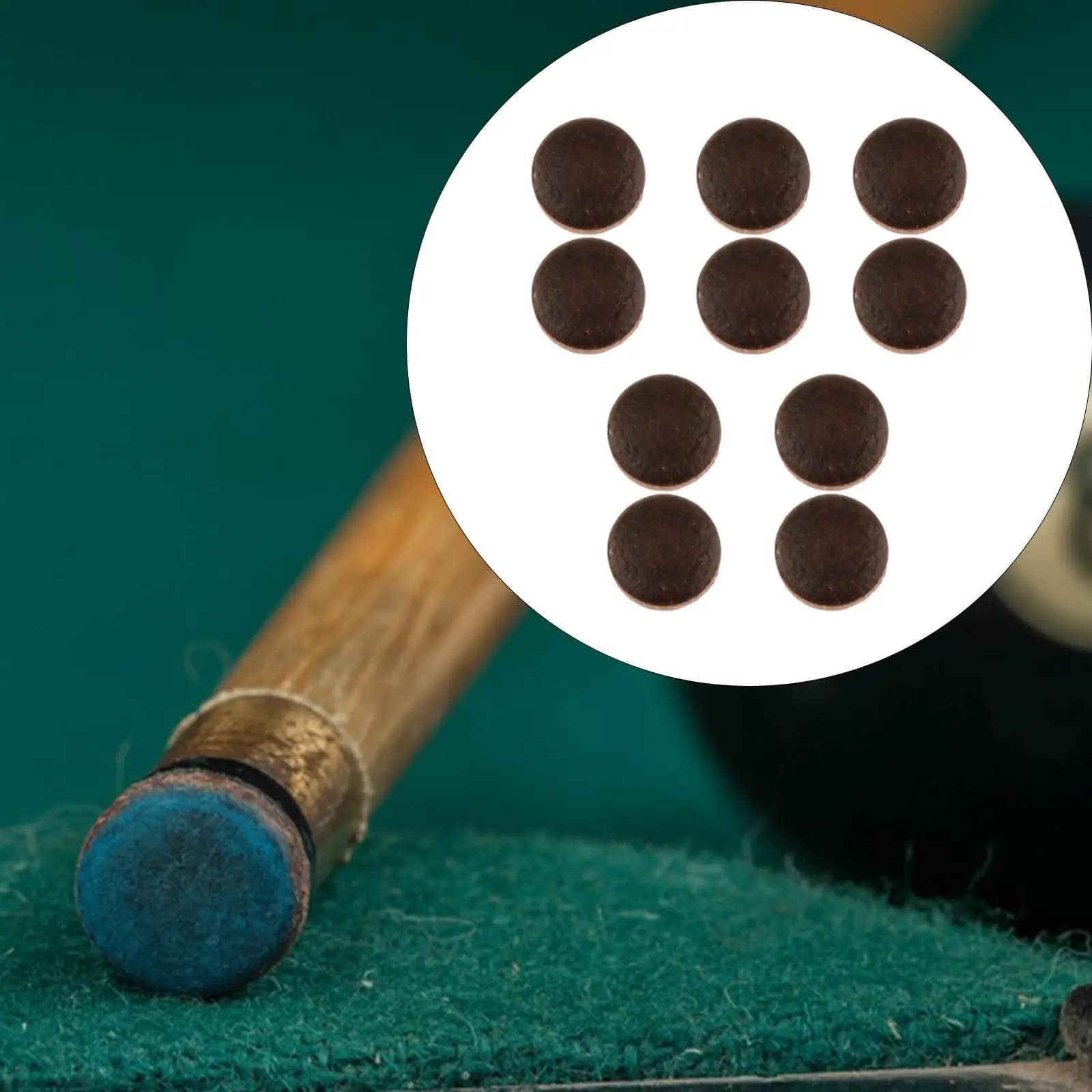 10pcs Billiard Cue Tips PU High Hardness 13mm Replacement for Pool Cues Snooker Indoor Games