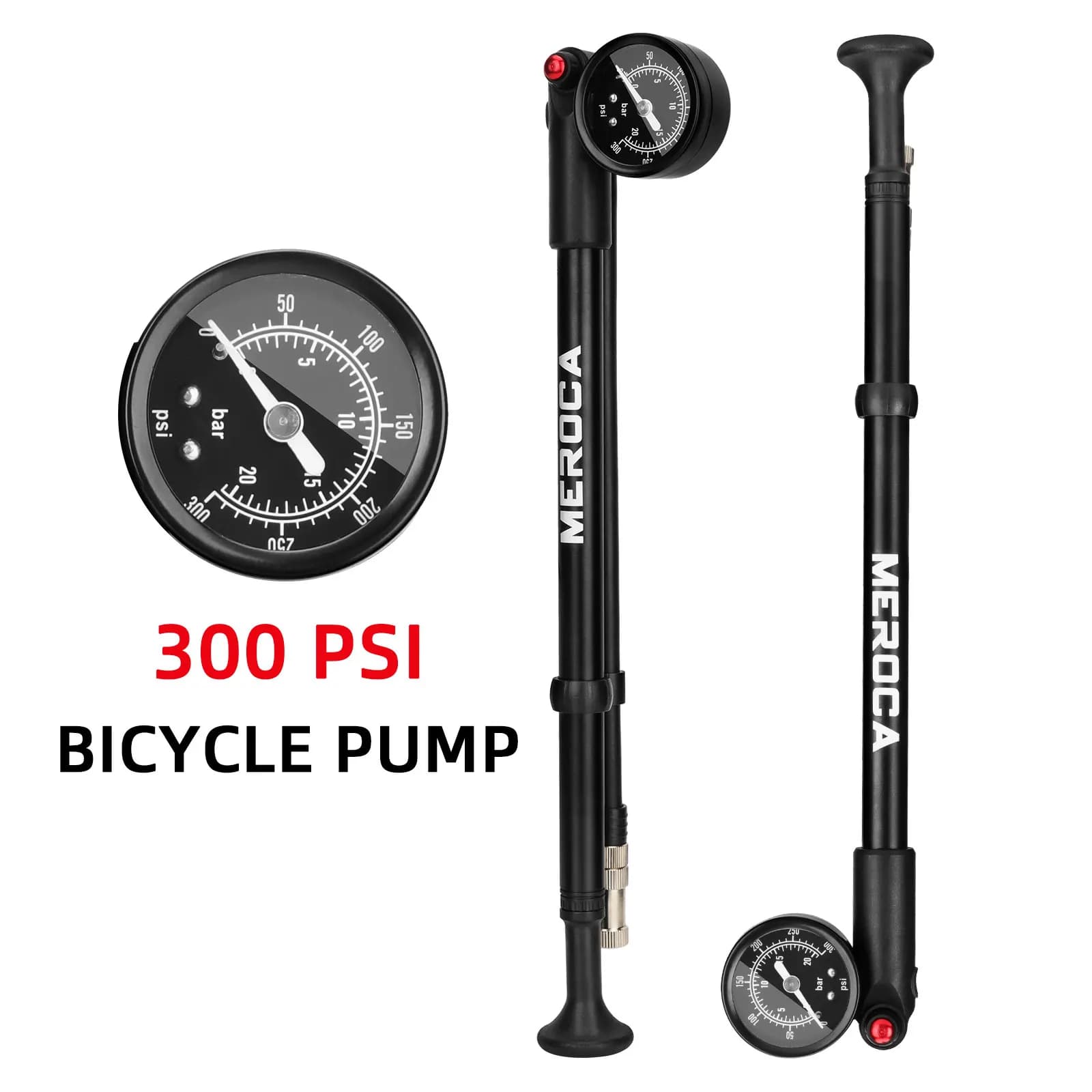 Pompa MEROCA Mtb 300psi per ammortizzatore anteriore e posteriore, pompa ad aria ad alta pressione portatile per bicicletta