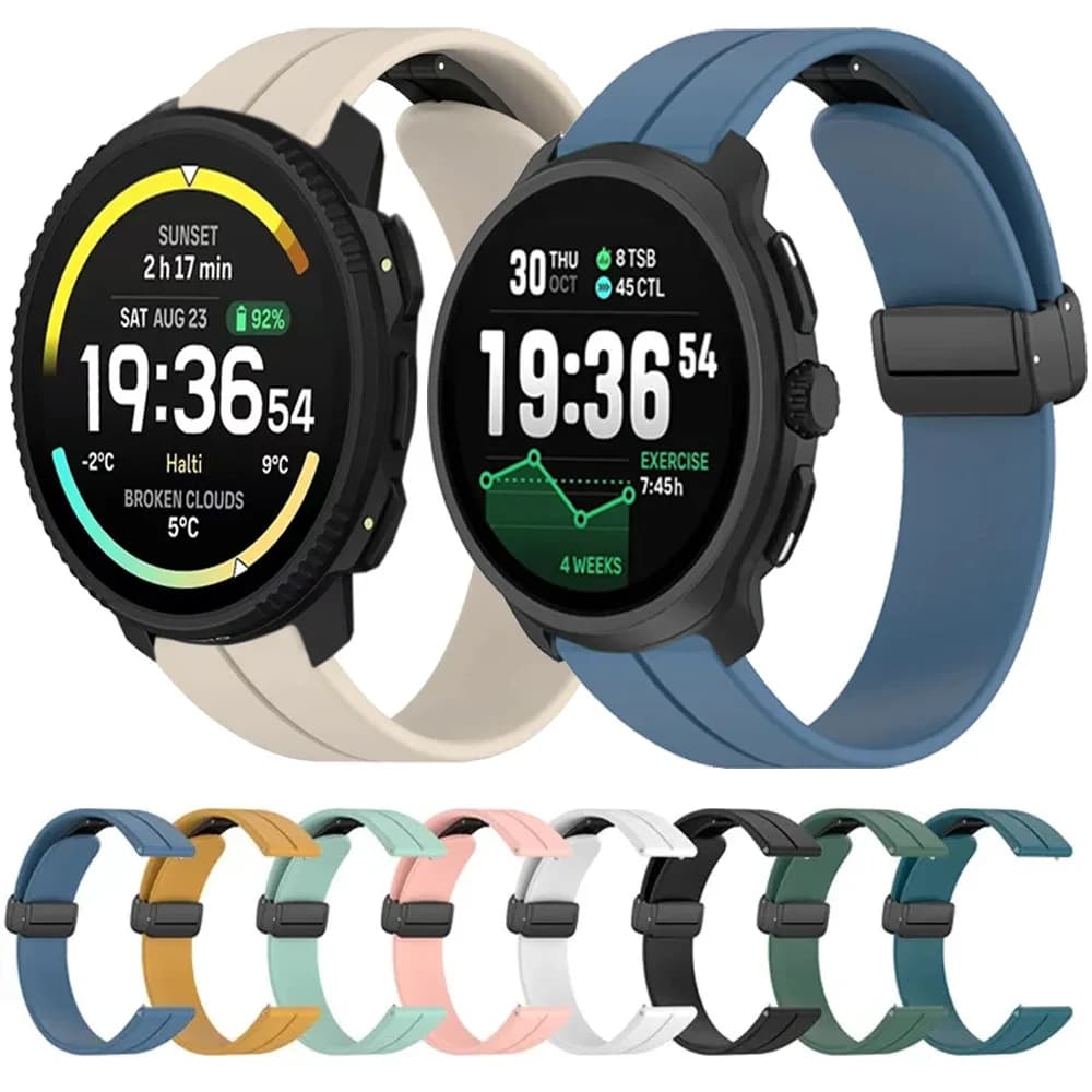 22/20 mm silicone magnetic strap for Suunto Vertical 2/Race 2/Run/Ocean Convenient band COROS APEX 2-4 42mm/2 Pro/PACE 3/2 Belt