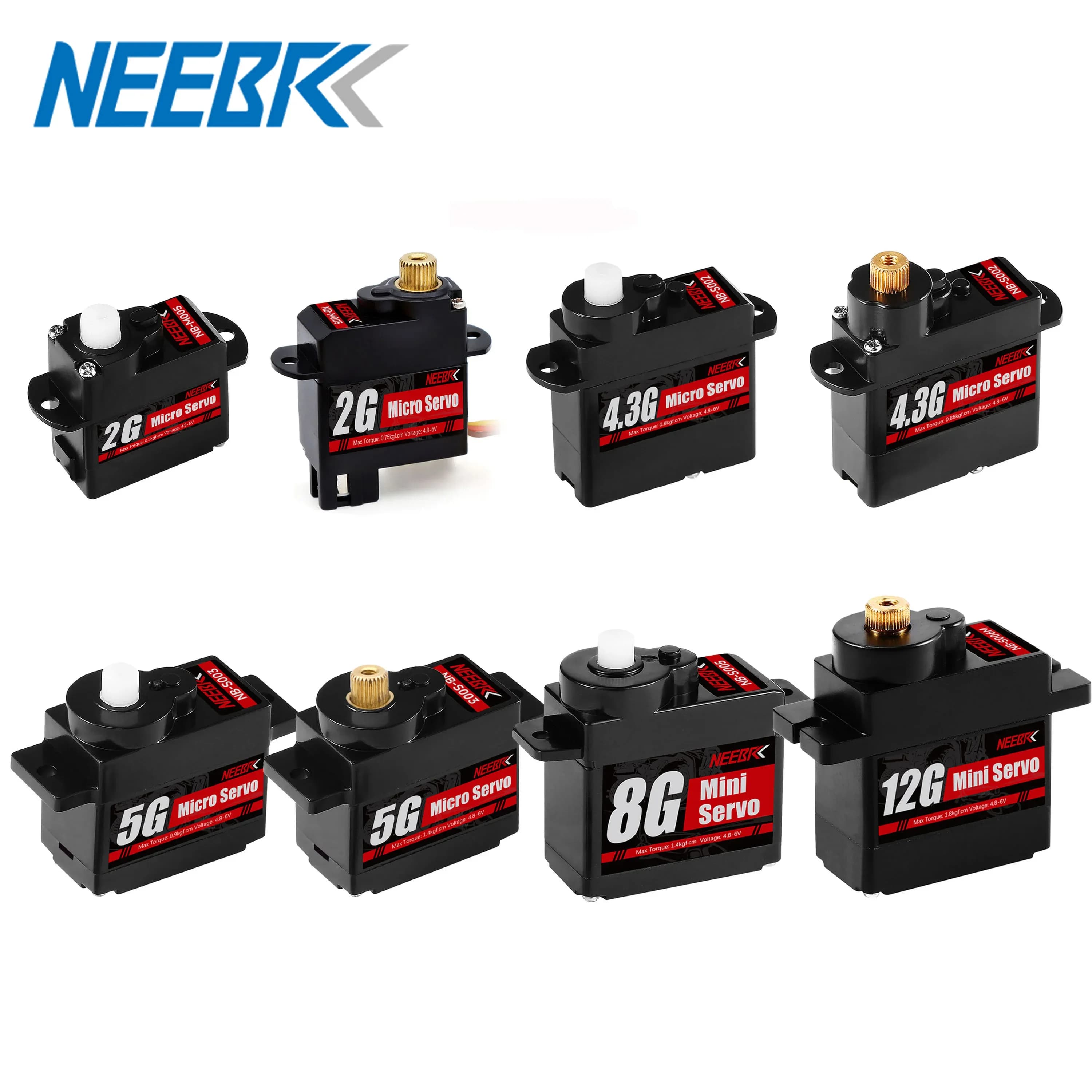 NEEBRC 2g 4.3g 5g 8g 12g Mini Servo Digitale Impermeabile In Metallo/Plastica Motoriduttore per RC Auto Ad ala Fissa Aereo Elicottero Robot Giocattolo