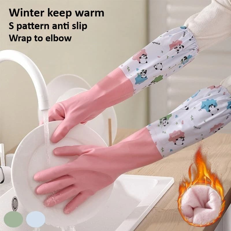 Guanti in PVC Spessi per Donne, Maniche Lunghe, Impermeabili, Senza Lattice, Riutilizzabili, per Pulizie in Cucina, Guanti di Sicurezza per Lavoro