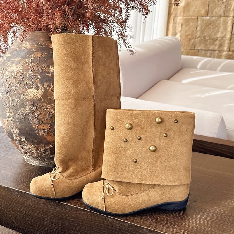 Bow Caviglia Stivali da donna Designer Scarpe basse 2026 Inverno Nuovo Sport Chelsea Stivali da passeggio Scarpe casual Moda Lunga Botas Mujer