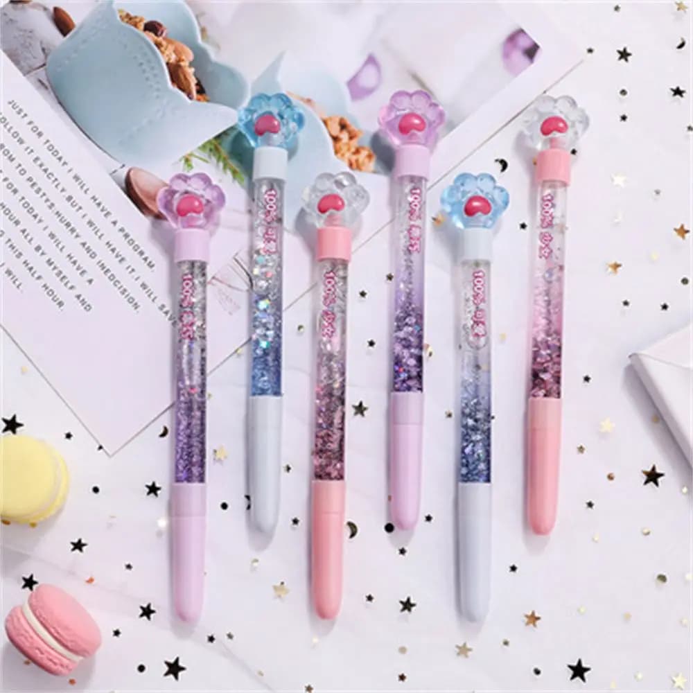 Penna Gel Luminosa con Glitter e Sabbie Mobili, Punta 0.5mm, Ricaricabile, per Scuola e Firma