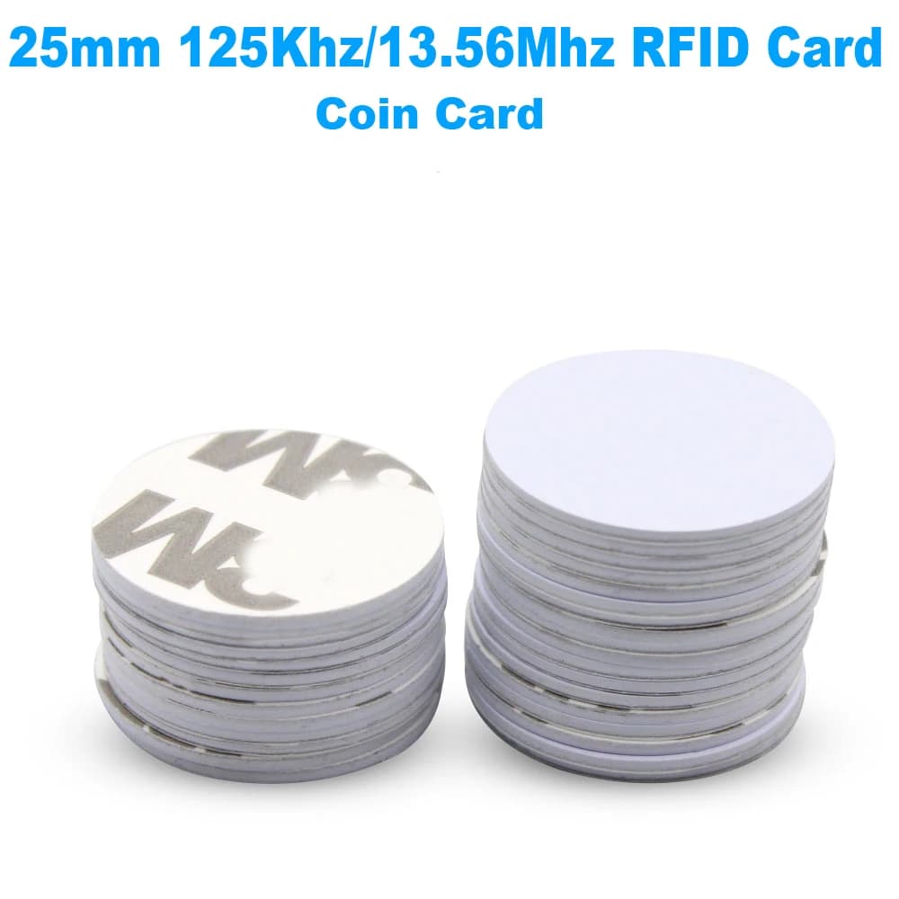 100 pz/lotto 125KHz/13.56MHz RFID Carta Moneta TK4100/M1 Tag Adesivo Adesivo NFC Chiave Intelligente per il Lettore di Tastiera di Controllo Accessi