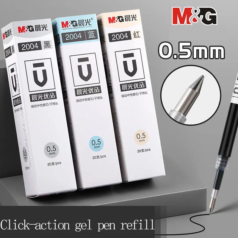 Penna Gel Premium M&G Click Nera 0.5mm Punta a Proiettile Ricaricabile per Studenti Esami Ricariche Sostitutive Forniture per Ufficio e Scuola