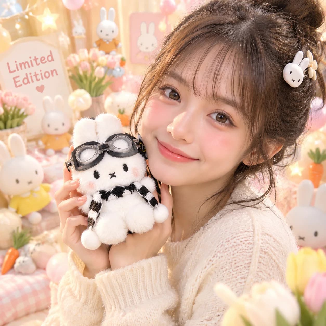 Adorable Miffy Rabbit Plush Pendant Cute Couple Doll Bag Charm Keychain Soft Stuffed Animal Creative Kawaii Gift Decoration