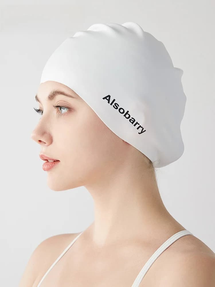 Large Size Silicone Swimwear, Waterproof, Ear Guard, for Long, Comfortable, Thermal, Printed Hair