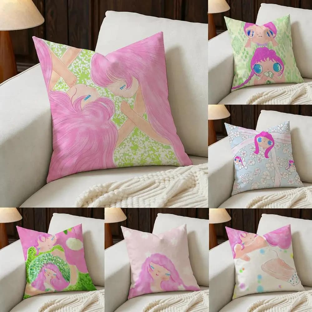 A-Avocado Family Cushion Cover Natural Linen Pillowcase Set, All-in-One Decor for Sofa, Bedroom & Chair