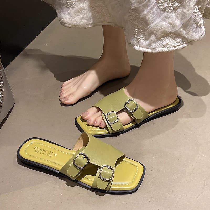 Retro Flat Open-toe One-slip Slippers Women's Summer Wear 2026 New Fashion Casual Beach Sandals and Slippers