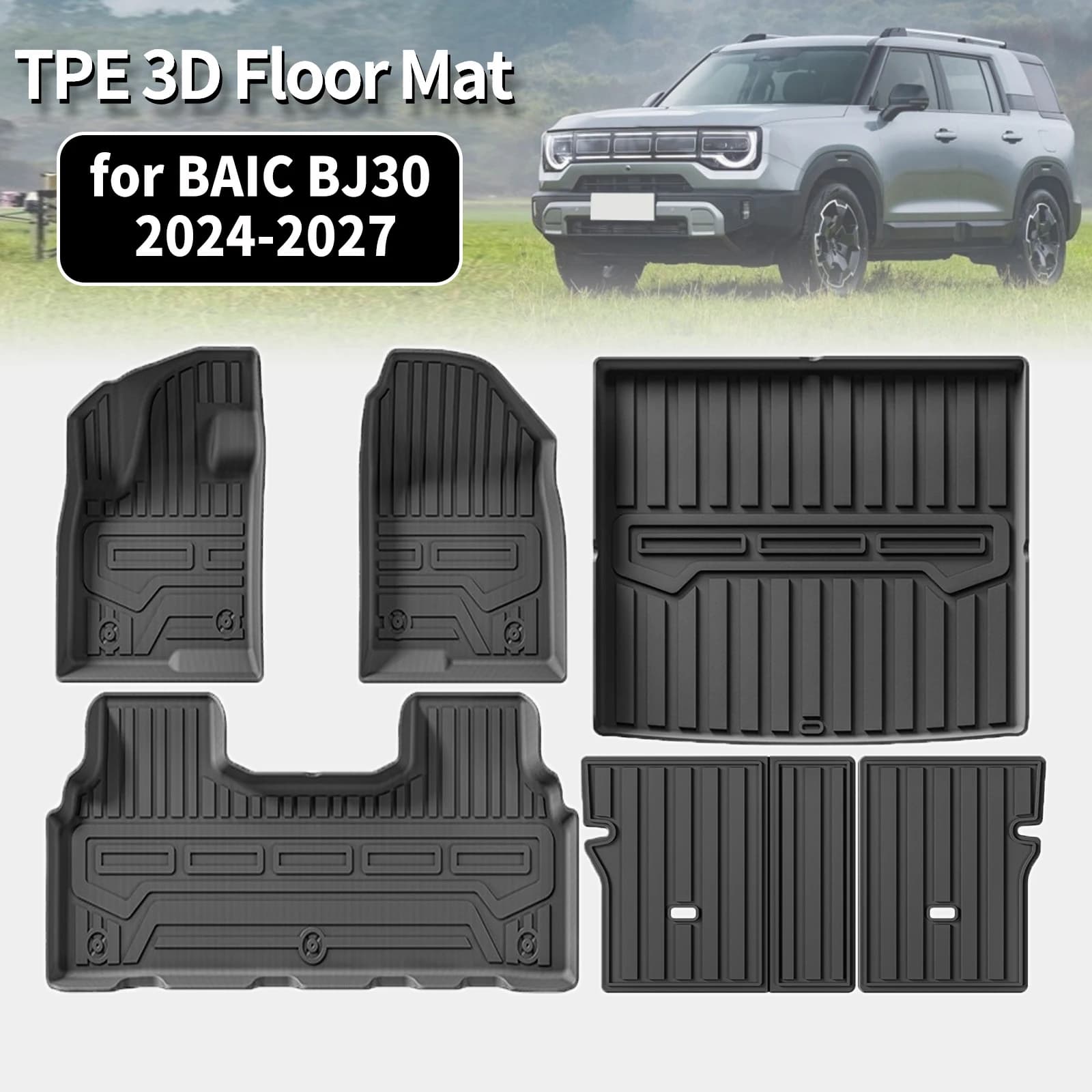 for BAIC BJ30 2024 2025 2026 2027 LHD Eco-Friendly TPE Car Floor & Trunk Mats, Non-Slip Dustproof (Not For RHD)