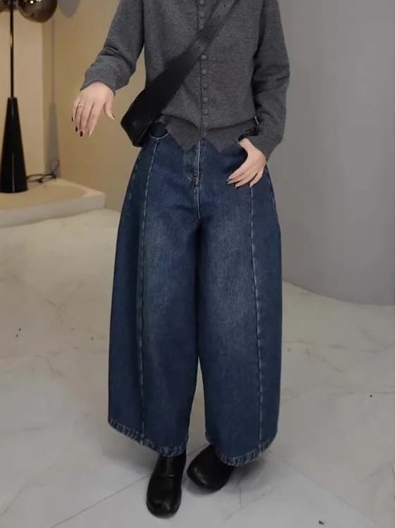 Loose Casual Balloon Jeans Women's High Waist Cotton Straight Leg Pants Summer New Style Brand Withdrawal Three Dimensional T...