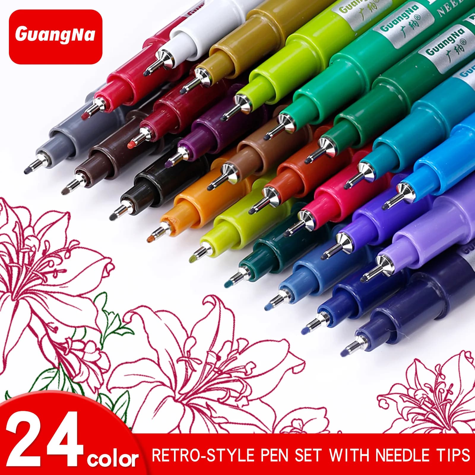 12/24 colori Micron Penne ad ago Impermeabile 0.5mm Gancio Fineliner Penne per Manuale di scrittura Disegno Schizzo Colorazione Penna artistica
