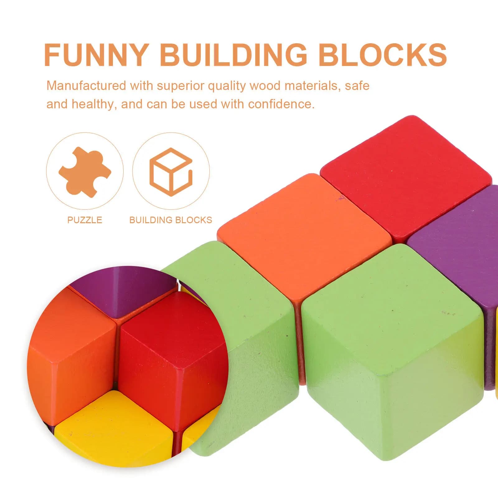 Beech Wood Colorful Educational Blocks Fun Early Learning Game Children Development Geometric Kids Educational Plaything