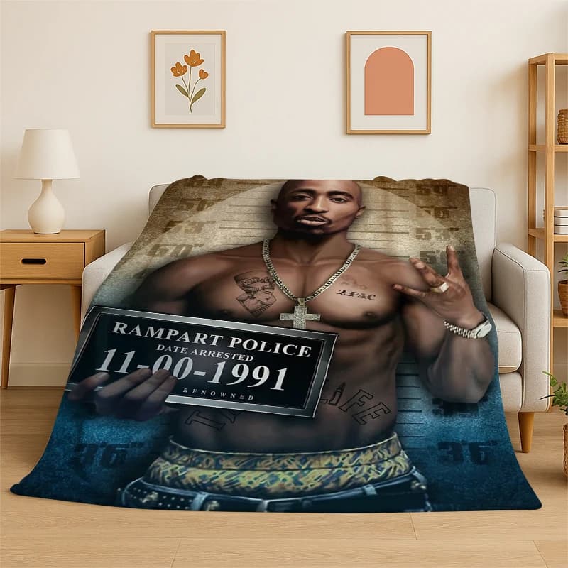 Coperta in Flanella Rapper Eminem Tupac 14pac Hip Hop Rap God, Morbida e Calda, per Camera da Letto, Soggiorno, Viaggi e Picnic