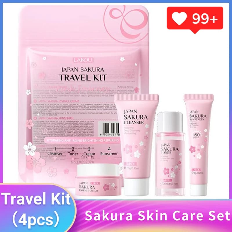 Sakura Skin Care Set Detergent face, serum, toner, sun cream, face cream Beauty skin care for women Gifts routine travel kit