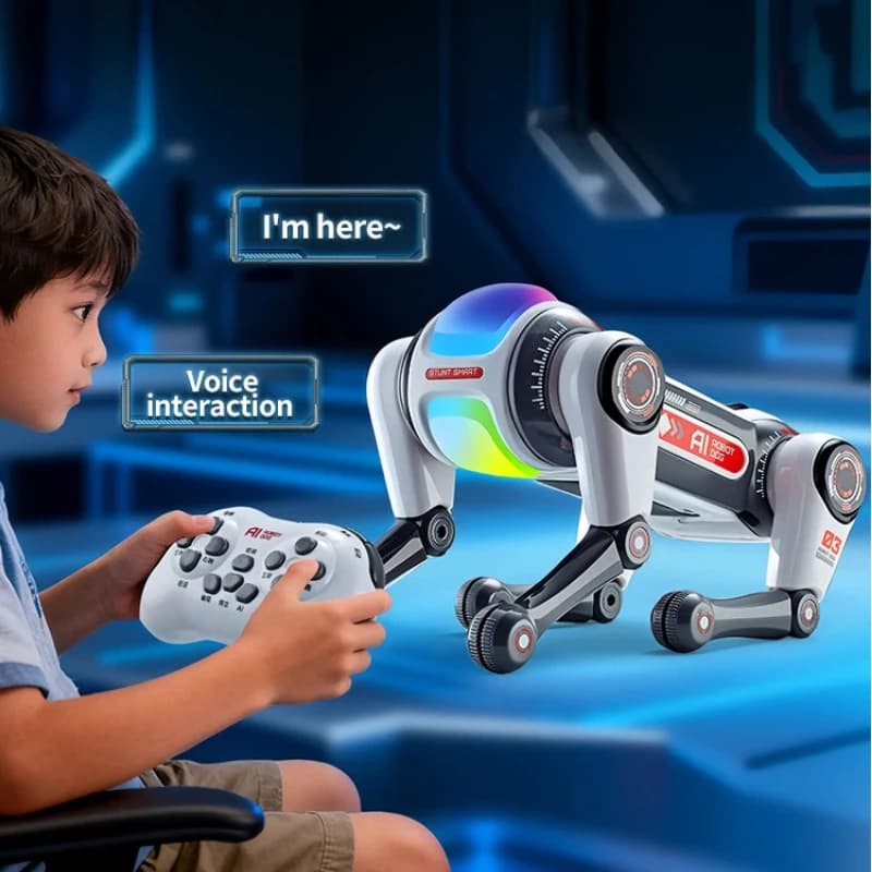 Cane Robot AI Intelligente per Acrobazie con Doppio Controllo Remoto, Interazione Vocale, Programmabile, Giocattolo Elettronico per Appassionati di Tecnologia