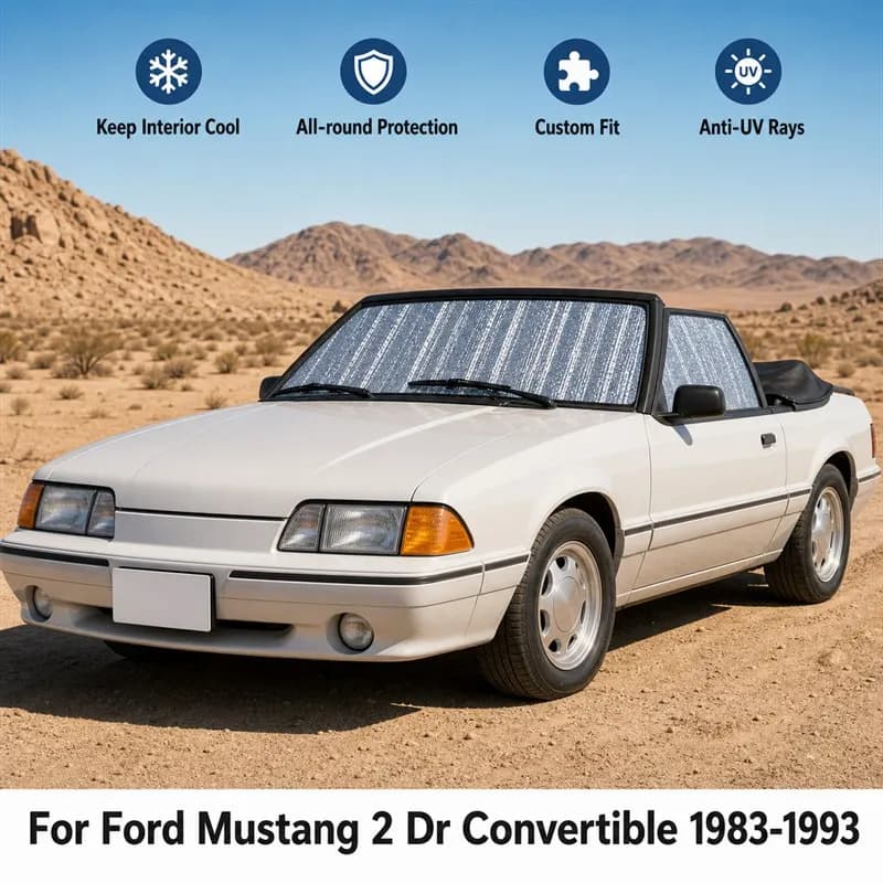 For Ford Mustang 2 Dr Convertible 1983-1993 Full Set Car Window Sunshades UV Block Privacy Heat Insulated Foldable Car Curtain