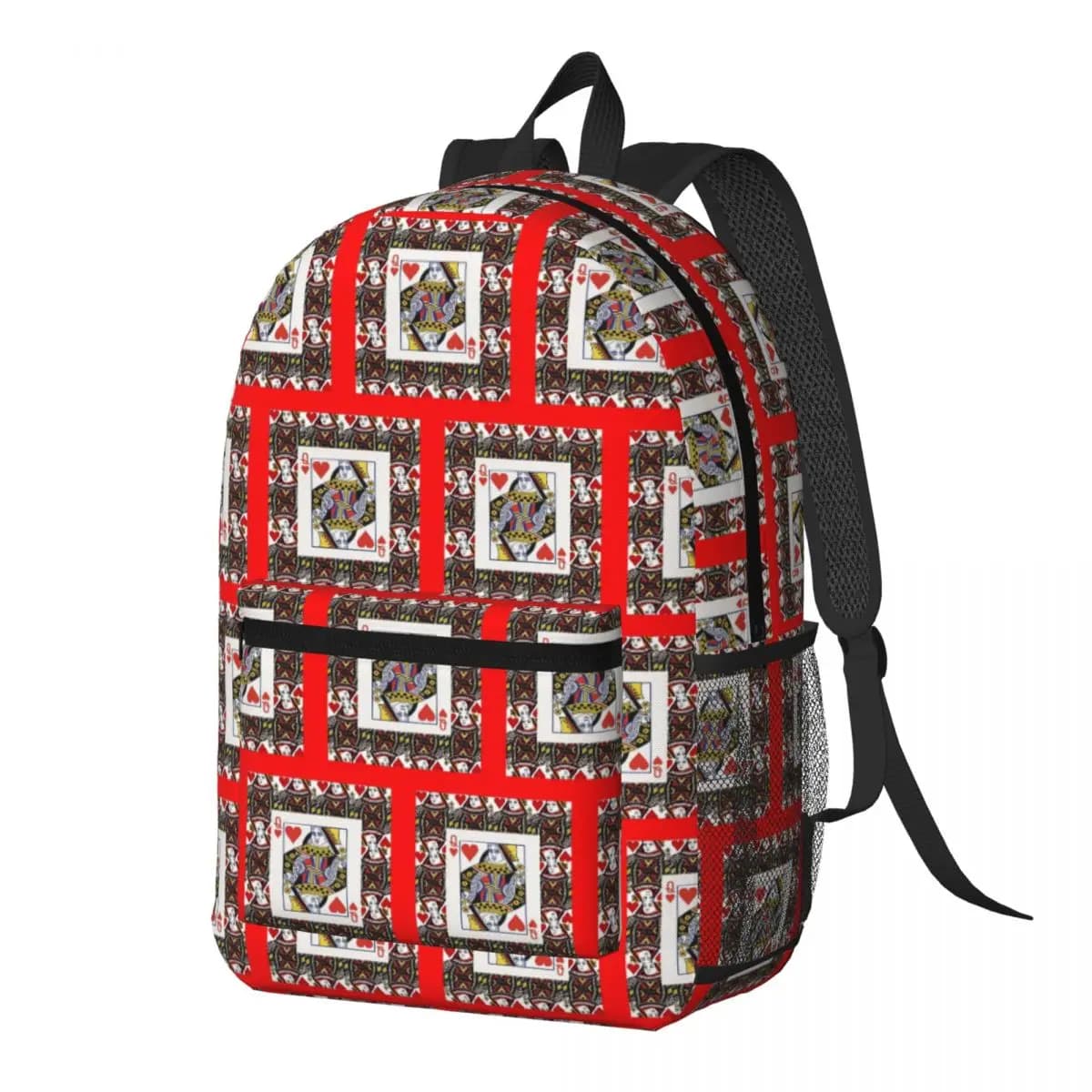 Casino Nights Red Queen Of Hearts Backpack Daypack Large Capacity Kids BookBag School Bag Shoulder Bags for Men Women