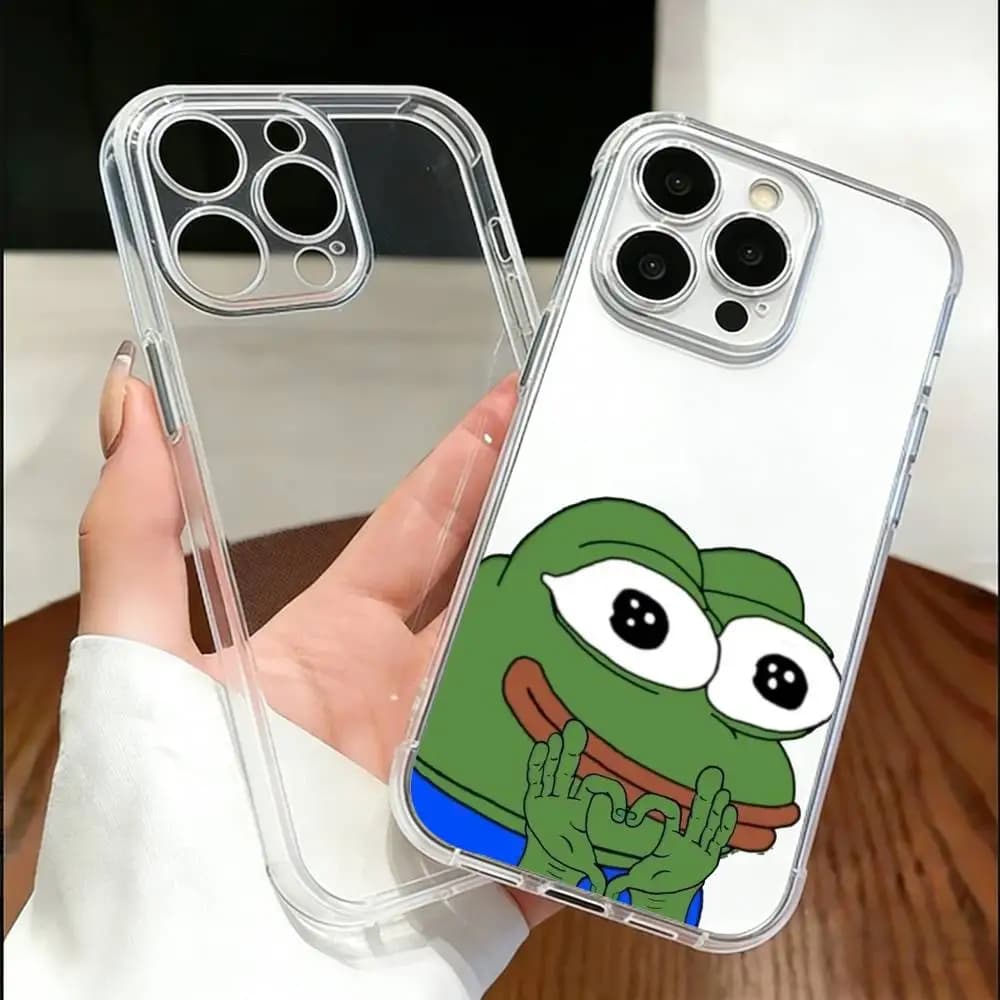 Cover Trasparente P-Pepe The Funny Frog per iPhone 17 16 15 14 13 12 11 Mini Pro Max Plus