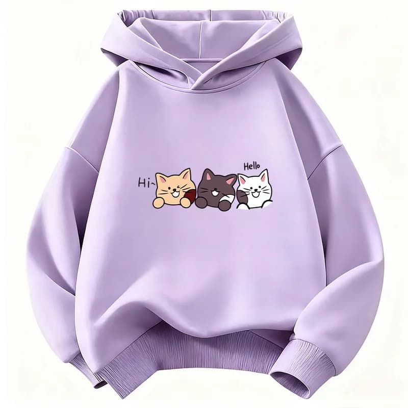 Graphic Funny Cat Cute Hoodie Kids Cat Children's Sweatshirt Hoody for Boys Girls Autumn Winter Casual Hoodies Pullover