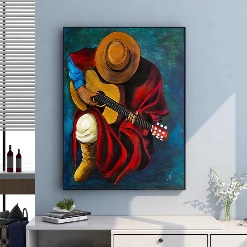 Uomo con chitarra Poster e stampe Dipinti famosi su tela Immagini da parete per soggiorno Decorazioni per la casa Cuadros (senza cornice)