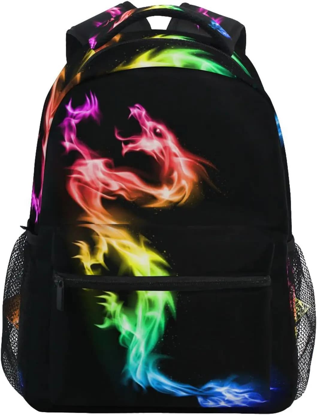 Fire Rainbow Dragon School zaino elegante Bookbag per ragazzi ragazze scuola elementare borsa da viaggio Casual Computer Laptop Daypack