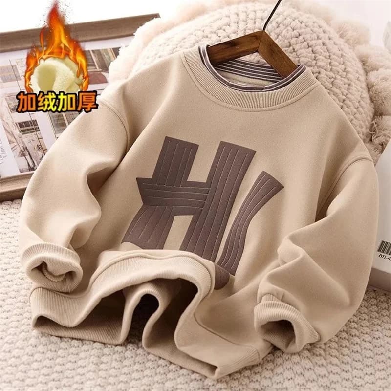 Felpa imbottita da ragazzo Pullover in pile per bambini Top invernali per adolescenti Nuovi top casual Abbigliamento da lettera per bambini 5-14 anni