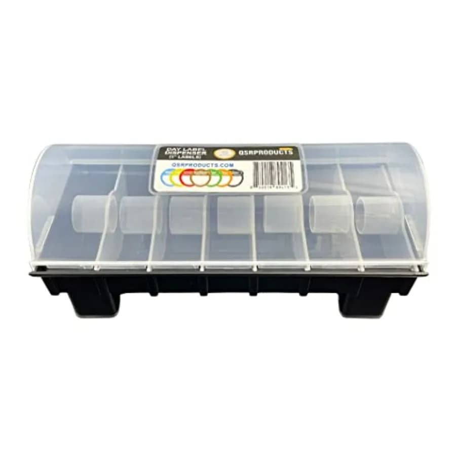 Dispenser di etichette con coperchio per 7 giorni della settimana, per etichette da 3/4 e 1 pollice - Porta etichette alimentari per la gestione dell'inventario e la pianificazione dei pasti