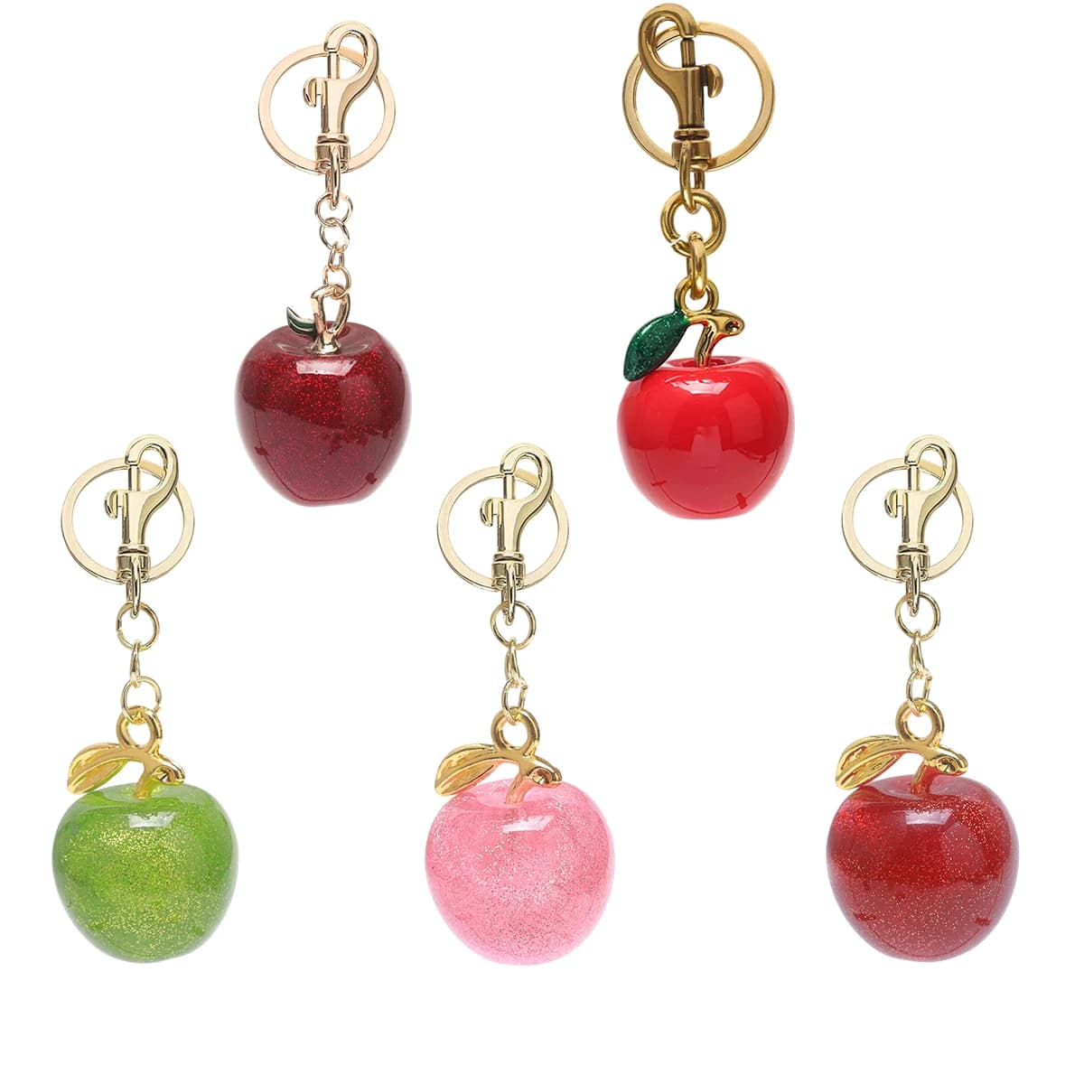Cute Funny Apple Keychain Summer Fruit Keyring Suitable for Ladies Handbag Car Pendant Decoration Jewelry Accessories Gift