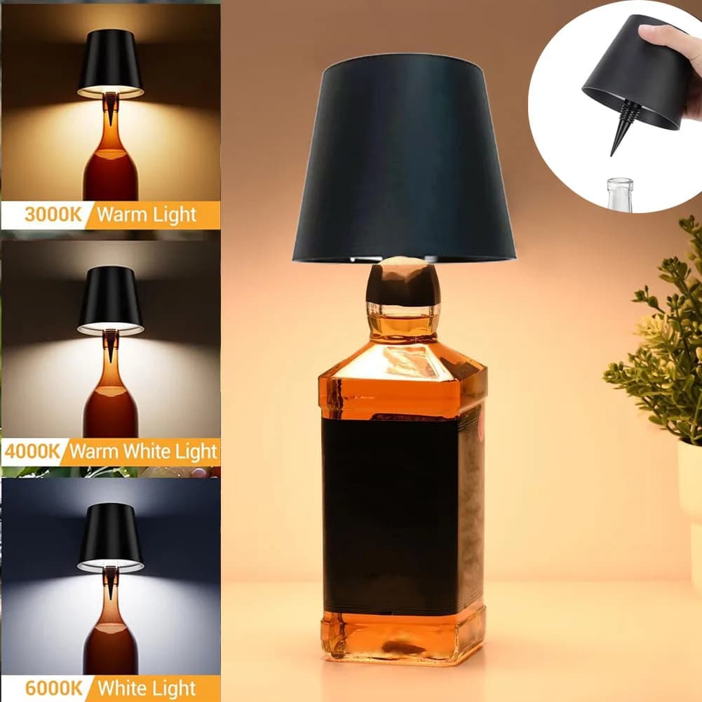 Nuova lampada a LED per bottiglia di vino Lampada decorativa da tavolo Lampada da tavolo touch a 3 colori per bar Bottiglie di vino Decor Luci da scrivania