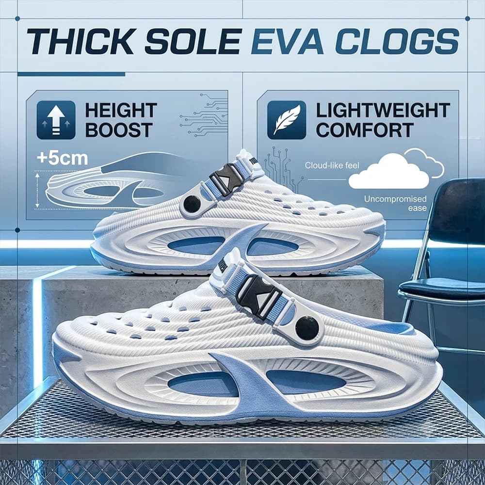 Men Fashion Thick Sole EVA Clogs Soft Lightweight Breathable Garden Shoes Non Slip Outdoor Beach Casual Slippers Slip On Sandals
