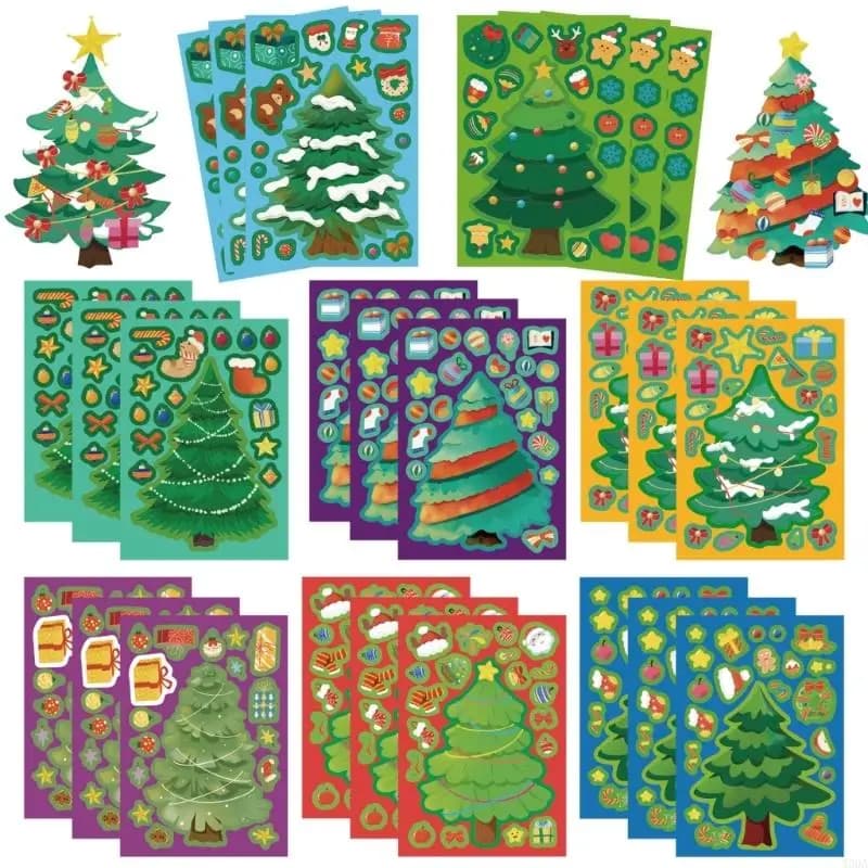 2025 Nuovi adesivi puzzle natalizi per tablet 24 pezzi Decalcomanie in PVC per albero Natale rimovibili