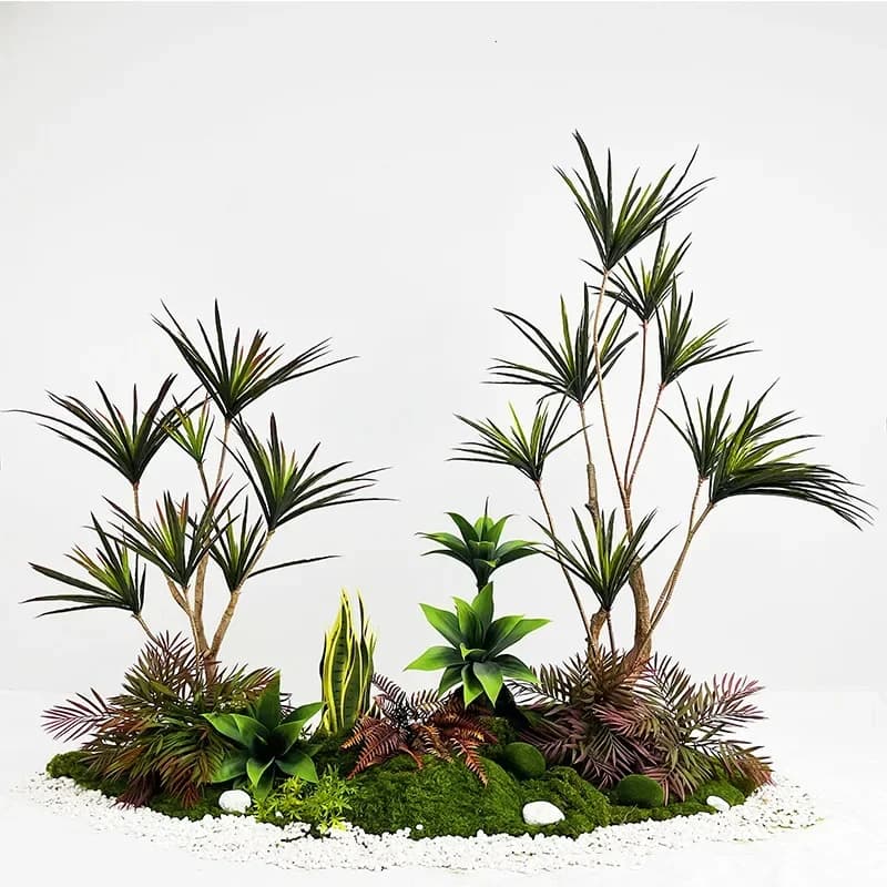 90-120cm Large Artificial Dracaena Plants Tropical Potted Tree Fake Plastic Palm Leaves Cycas Plant For Home Garden Indoor Decor
