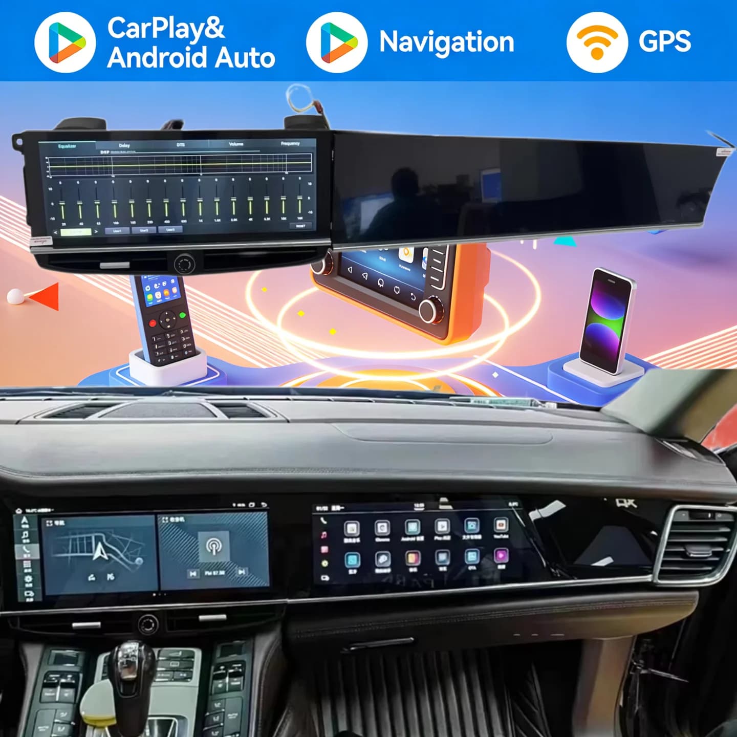Schermo Doppio da 10.9 Pollici + 11.4 Pollici con Carplay per Porsche Panamera 970 2010-2016, Lettore Multimediale Android Interattivo Aggiornato