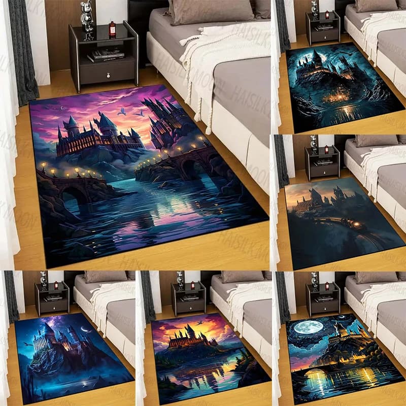 Sci-Fi Magic Castle Academy Fiaba Colori Fantasy World Adatto per soggiorno Tappetino per camera da letto per bambini Tappetino per porta laterale del divano