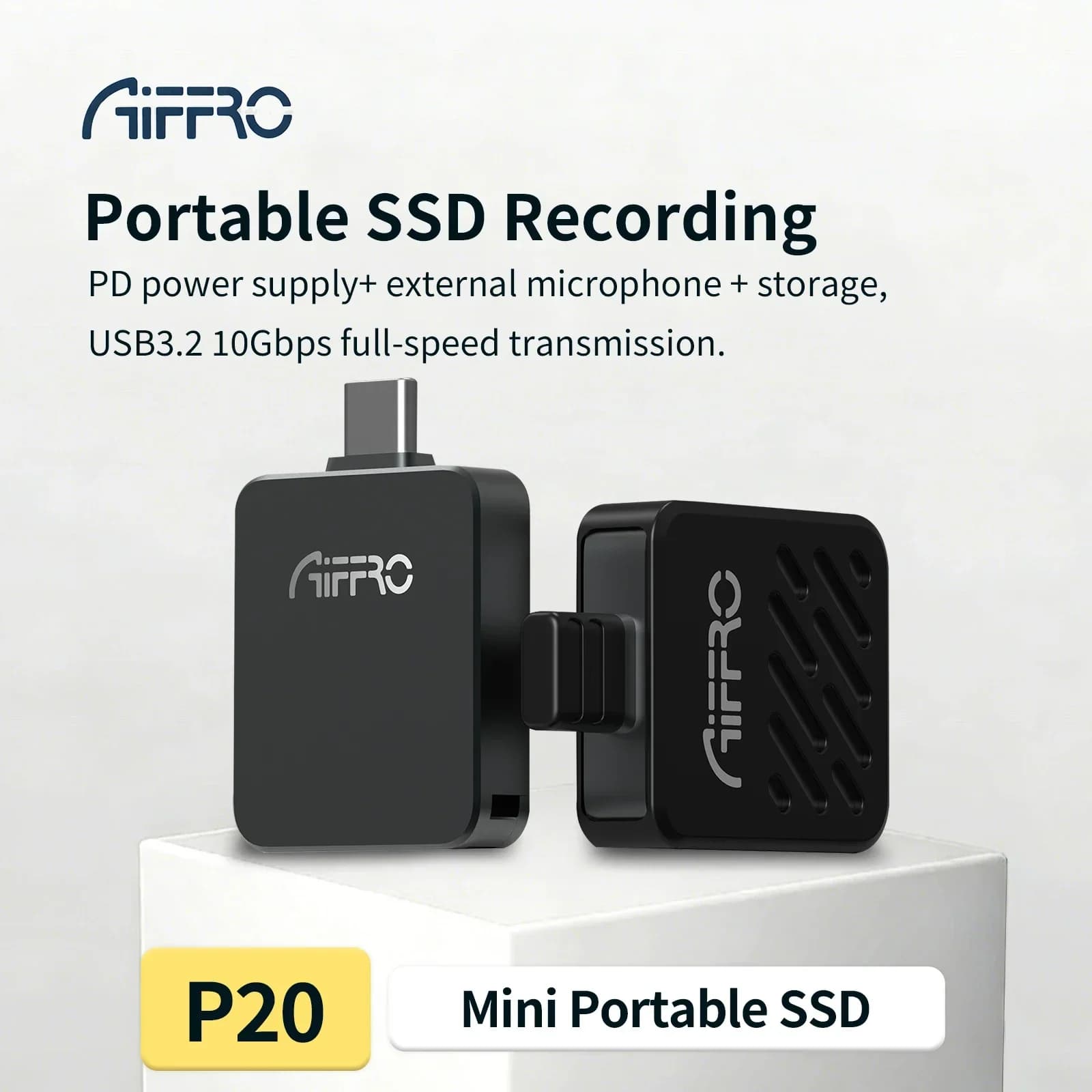 Aiffro P30 SSD portatile 3 in 1, supporta ProRes/Microfono, con interfaccia PD, fino a 1000MB/S