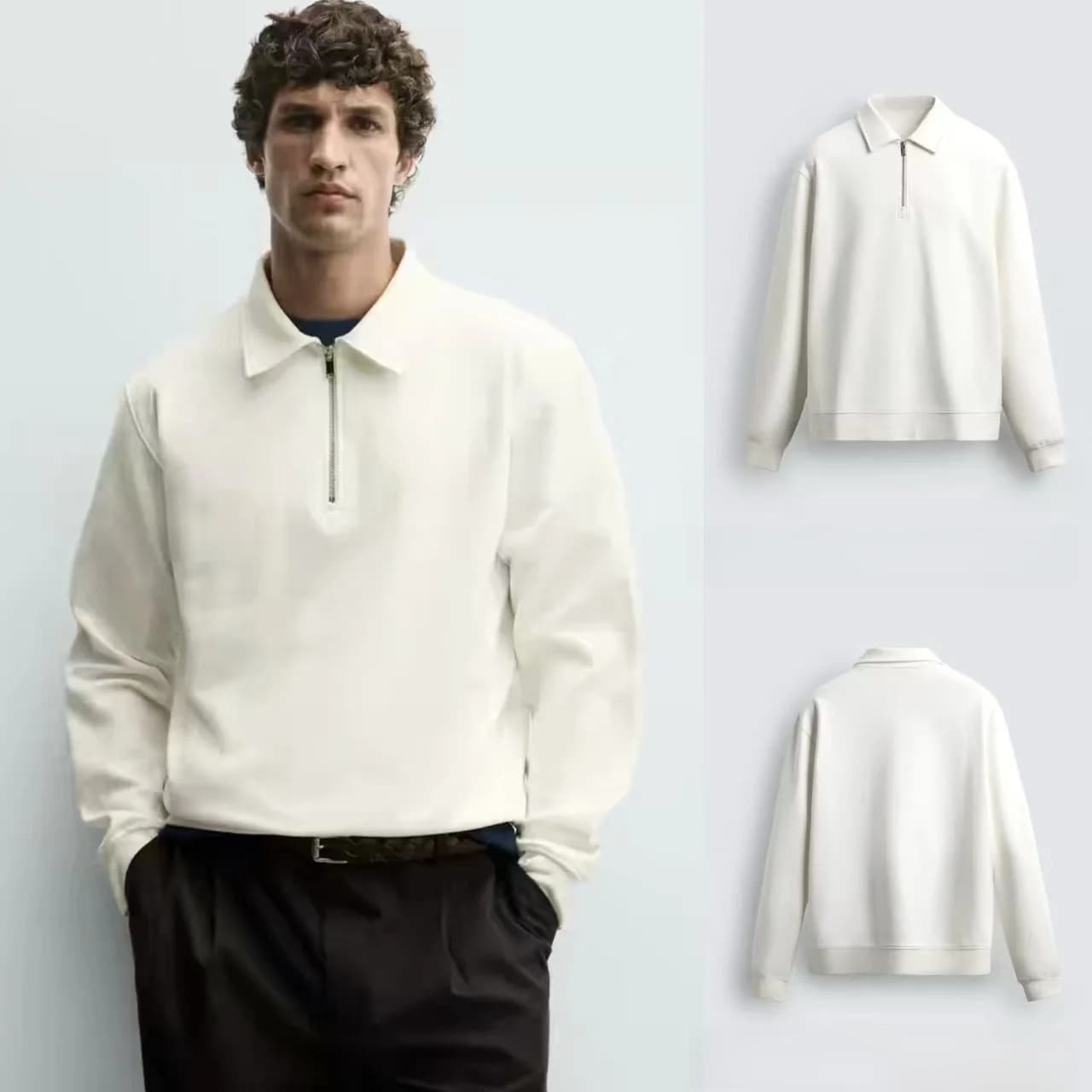 Spring 2026 Men's Loose Long Sleeve Shirt Hoodie Zipper Collar New Arrival Breathable Moisture Wicking Non Shrinkage