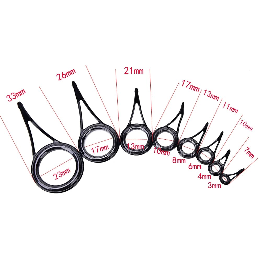 Kit di Riparazione per Canna da Pesca con 8 Anelli Guida in Acciaio Inox di Diverse Dimensioni e Inserti in Ceramica