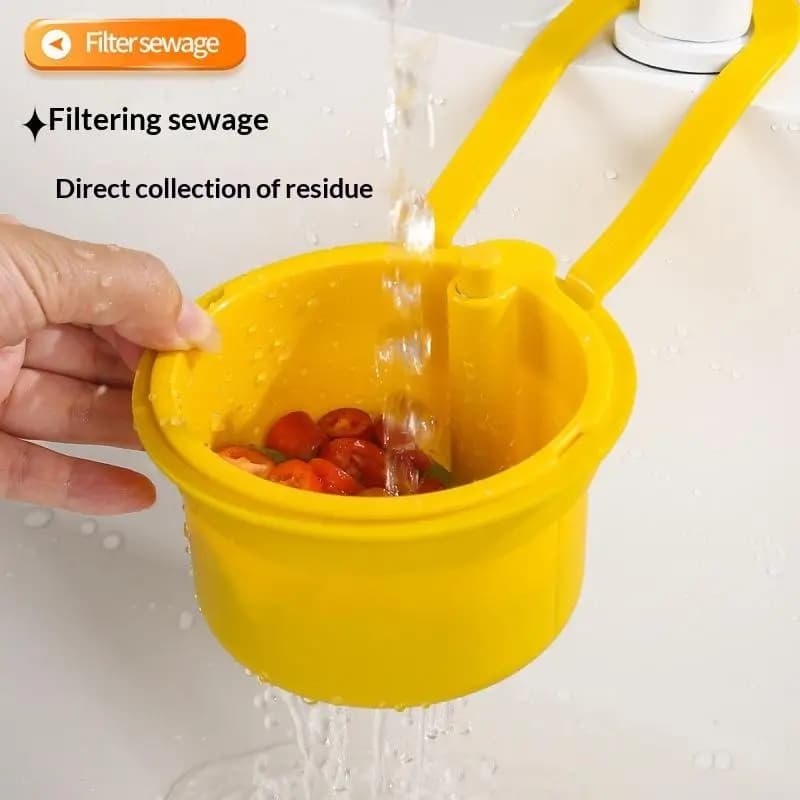 Cestello per Spugne e Rifiuti da Lavello 2 IN 1, Filtro Sottolavello con Sacchetto Raccogli Rifiuti, Cestello Automatico Regolabile da Appendere al Rubinetto