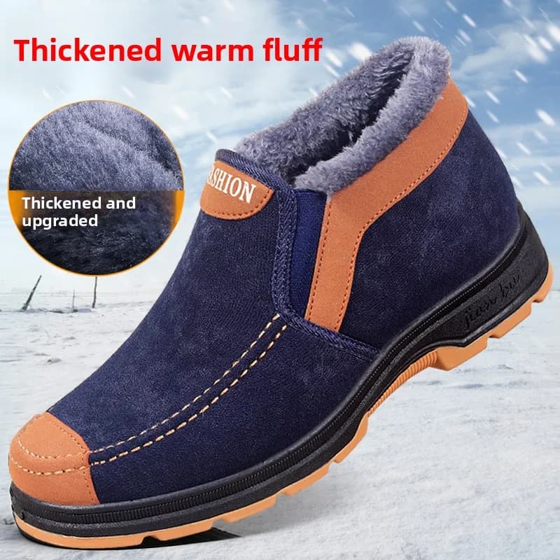 Scarpe da uomo in cotone di grandi dimensioni, stivali da neve caldi e antiscivolo da uomo, scarpe da uomo in pile e cotone spesso per anziani